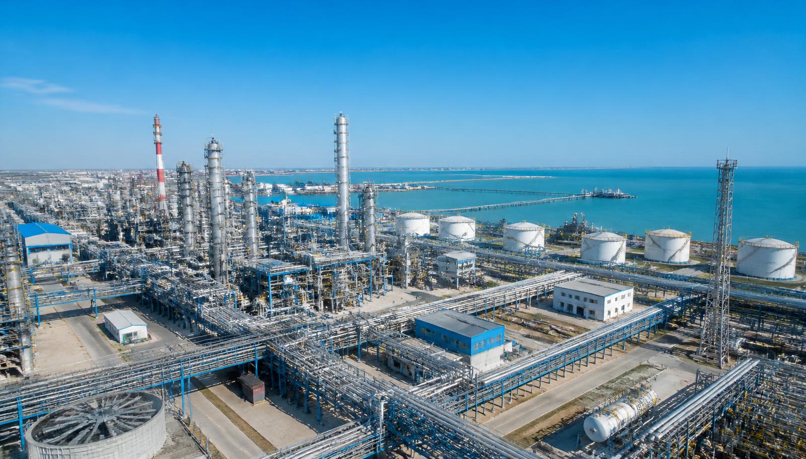 Petrochemical plant near the Caspian coast in Mangystau region