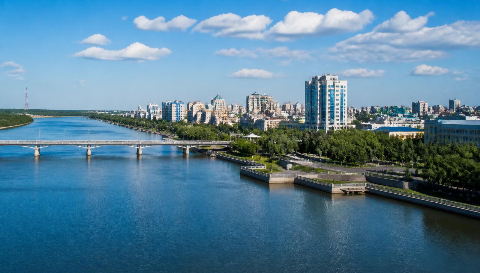 Pavlodar city on the Irtysh river