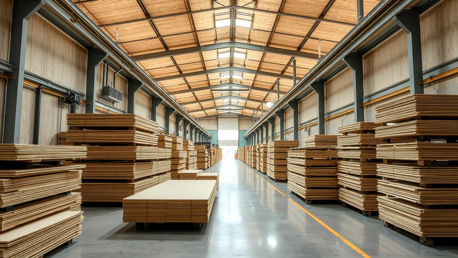 Wood processing plant producing OSB panels